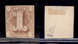 REGNO D'ITALIA - 1863 - Saggi - Ronchi - 1 Cent (12 - Bruno) - Senza Gomma - Punti Chiari - Diena - Autres & Non Classés