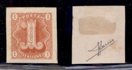 REGNO D'ITALIA - 1863 - Saggi - Ronchi - 1 Cent (12 - Rosso) - Carta Bianca - Senza Gomma - Sorani - Altri & Non Classificati