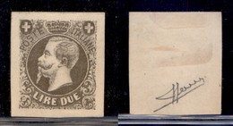 REGNO D'ITALIA - 1863 - Saggi - Ronchi - 2 Lire (19 - Bruno Bistro) - Carta Bianca - Senza Gomma - Sorani (250) - Otros & Sin Clasificación