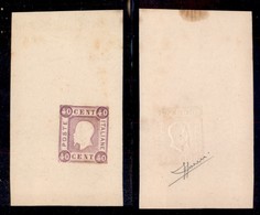 REGNO D'ITALIA - 1863 - Saggi - Grazioli - Foglietto Del 40 Cent Viola (25) - Carta Bianca - Senza Gomma - Sorani - Autres & Non Classés