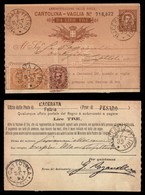 REGNO D'ITALIA - Cartolina Vaglia Da 3 Lire Con Complementari (38 + 39 Coppia) - Macerata Feltria 7.9.03 - Other & Unclassified