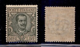 REGNO D'ITALIA - 1910 - 10 Lire Floreale (91) - Gomma Originale (110) - Andere & Zonder Classificatie