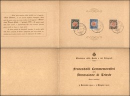 REGNO D'ITALIA - 1921 - Venezia Giulia (113/115) Con La Serie Completa Annullata Nel Giorno D’emissione (5.6.21) Su Pieg - Andere & Zonder Classificatie