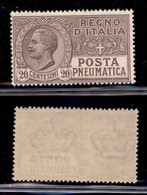 REGNO D'ITALIA - 1925 - Posta Pneumatica - 20 Cent (8) - Gomma Integra (75) - Other & Unclassified