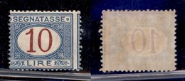 REGNO D'ITALIA - 1894 - Segnatasse - 10 Lire (28 - Varietà) - Dentellatura Spostata A Destra - Gomma Integra - Other & Unclassified