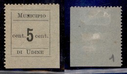 OCCUPAZIONI - UDINE - 1918 - 5 Cent (1) - Pos. 24 - Gomma Originale - Assottigliato Al Retro (280) - Sonstige & Ohne Zuordnung