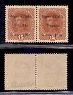 OCCUPAZIONI - TRENTINO - 1918 - 15 Heller (6) - Coppia Orizzontale Con I Di Italia Diverso (a Sinistra) - Gomma Integra  - Sonstige & Ohne Zuordnung