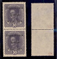 OCCUPAZIONI - TRENTINO - 1918 - 30 Heller (9) - Coppia Verticale Con Lettere Difettose (d’I..l) Nel Pezzo Superiore - Go - Sonstige & Ohne Zuordnung