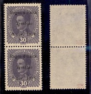 OCCUPAZIONI - TRENTINO - 1918 - 30 Heller (9) - Coppia Verticale Con Lettere Difettose (d’I..l) Nel Pezzo Superiore - Go - Altri & Non Classificati