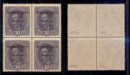 OCCUPAZIONI - TRENTINO - 1918 - 30 Heller (9) In Quartina - Gomma Integra - Oliva (160+) - Sonstige & Ohne Zuordnung