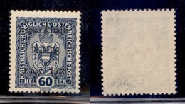 OCCUPAZIONI - TRENTINO - 1918 - 60 Heller (12) - Gomma Originale - Oliva (140) - Andere & Zonder Classificatie