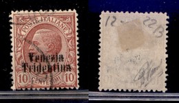 OCCUPAZIONI - TRENTINO - 1918 - 10 Cent (22b) Usato - Doppia Soprastampa (320) - Other & Unclassified