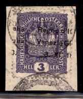 OCCUPAZIONI - VENEZIA GIULIA - 1918 - 3 Heller (1gd) Con Soprastampa Obliqua - Usato Su Frammento - Andere & Zonder Classificatie