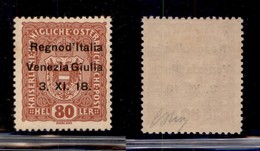 OCCUPAZIONI - VENEZIA GIULIA - 1918 - 80 Heller (13) - Gomma Originale - Oliva - Other & Unclassified