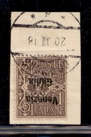 OCCUPAZIONI - VENEZIA GIULIA - 1919 - 1 Cent (19a) Con Soprastampa Capovolta - Usato Su Frammento - Autres & Non Classés