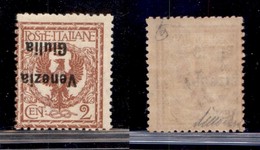 OCCUPAZIONI - VENEZIA GIULIA - 1919 - 2 Cent (20a) - Soprastampa Capovolta - Gomma Originale (100) - Andere & Zonder Classificatie