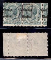 OCCUPAZIONI - VENEZIA GIULIA - 1918 - 5 Cent (21 Varietà Ead) - Coppia Orizzontale Usata - Soprastampa A Cavallo (V A Si - Autres & Non Classés