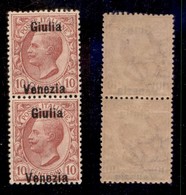 OCCUPAZIONI - VENEZIA GIULIA - 1918 - 10 Cent (22d) - Coppia Verticale Giulia Venezia - Gomma Integra - Other & Unclassified