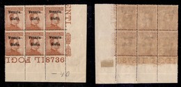 OCCUPAZIONI - VENEZIA GIULIA - 1918 - 20 Cent (23) - Blocco Angolare Di 6 Con Numero Di Tavola 8736 - Soprastampa In Alt - Autres & Non Classés