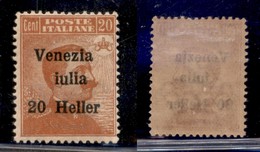 OCCUPAZIONI - VENEZIA GIULIA - 1919 - 20 Heller Su 20 Cent (31ca) Senza G - Gomma Originale (200) - Other & Unclassified