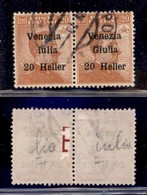 OCCUPAZIONI - VENEZIA GIULIA - 1919 - 20 Heller Su 20 Cent (31ca + 31) - Coppia Orizzontale Usata - Senza G A Sinistra - Other & Unclassified