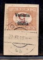 OCCUPAZIONI - VENEZIA GIULIA - 1919 - Segnatasse - 5 Cent (1a) Con Soprastampa Capovolta Usato A Gorz Su Frammento - Other & Unclassified