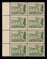 OCCUPAZIONI - FIUME - 1919 - Carta C - 50 Cent (C42) - Blocco Di 8 Bordo Foglio - Gomma Integra (80+) - Sonstige & Ohne Zuordnung