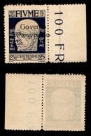 OCCUPAZIONI - FIUME - 1921 - 25 Cent Governo Provvisorio (153oh) Bordo Foglio - Soprastampa Spostata (o A Cavallo Della  - Andere & Zonder Classificatie