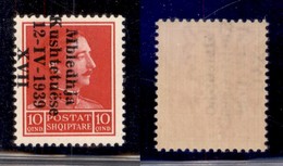 OCCUPAZIONI - ALBANIA - 1939 - 10 Qind (4b) - Soprastampa Invertita - Gomma Integra (105) - Andere & Zonder Classificatie
