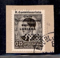 OCCUPAZIONI - LUBIANA - 1941 - 25 Cent (18da) - Soprastampa In Alto - Usato Su Frammento - Fiecchi - Autres & Non Classés