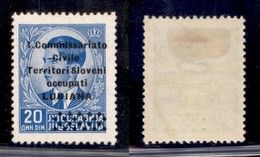 OCCUPAZIONI - LUBIANA - 1941 - 20 Din (32w) Con R Rotta - Gomma Originale - Other & Unclassified