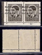 OCCUPAZIONI - MONTENEGRO - 1941 - 25 Para (1haa + 1ha - Pos. 91/92) Coppia Angolare Con Soprastampe Spostate E Ripetute  - Sonstige & Ohne Zuordnung