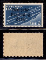OCCUPAZIONI - ZARA - 1943 - Posta Aerea - 2 Lire (6q) - Z Con Ricciolo - Gomma Integra (165) - Sonstige & Ohne Zuordnung
