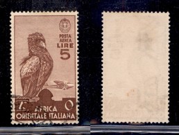 COLONIE - AFRICA ORIENTALE - 1938 - 5 Lire (9 - Aerea) - Usato (80) - Other & Unclassified