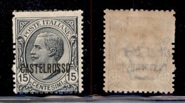 COLONIE - CASTELROSSO - 1922 - 15 Cent Leoni (3 - Varietà) - Grande Salto Di Dentellatura In Verticale A Sinistra - Gomm - Andere & Zonder Classificatie