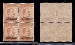 COLONIE - CASTELROSSO - 1922 - 20 Cent Michetti (4) In Quartina - Gomma Integra - Ottimamente Centrata - Molto Bella (24 - Other & Unclassified