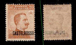 COLONIE - CASTELROSSO - 1922 - 20 Cent (4dab) - Soprastampa Spostata - Gomma Originale (50) - Otros & Sin Clasificación