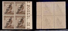 COLONIE - CASTELROSSO - 1924 - 40 Cent (20 + 20d) In Quartina Bordo Foglio Con Dentellatura Destra Sulle Diciture Margin - Otros & Sin Clasificación