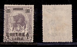 COLONIE - ERITREA - 1922 - 1 Lira Su 10 Anna (60ee) Usato - Soprastampa Obliqua - Non Quotato - Autres & Non Classés