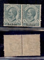 COLONIE - LIBIA - 1912 - 5 Cent Leoni (3m) - Coppia Con Soprastampe In Basso - Gomma Originale (100) - Autres & Non Classés