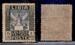 COLONIE - LIBIA - 1921 - 5 Lire (31x) Senza Filigrana - Gomma Originale (125) - Andere & Zonder Classificatie