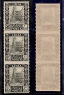 COLONIE - LIBIA - 1924 - 50 Cent (51m) Striscia Verticale Di 3 Non Dentellata In Orizzontale - Gomma Integra (630) - Autres & Non Classés