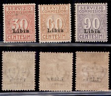 COLONIE - LIBIA - 1915 - Servizio Commissioni (1/3) - Serie Completa - Gomma Originale (175) - Autres & Non Classés