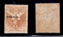 COLONIE - SOMALIA - 1916 - 20 Cent Croce Rossa (22 - Varietà) - Soprastampa A Sinistra - Gomma Originale - Non Catalogat - Autres & Non Classés