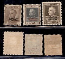 COLONIE - SOMALIA - 1926 - Soprastampati (116/118) - Serie Completa - Gomma Originale (280) - Other & Unclassified
