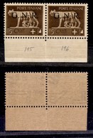 REPUBBLICA SOCIALE - GNR BRESCIA - 1943 - 5 Cent (470/I) - Coppia Bordo Foglio Con Filigrana Lettere 12/10 - Gomma Integ - Andere & Zonder Classificatie