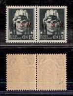 REPUBBLICA SOCIALE - GNR BRESCIA - 1943 - 15 Cent (472/Il + 472/I) - Coppia Con R Accostato A Sinistra - Gomma Integra - Andere & Zonder Classificatie