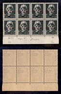 REPUBBLICA SOCIALE - GNR BRESCIA - 1943 - 15 Cent (472/I) - Blocco Di Otto Bordo Foglio (posizioni 81/94) - N Punto Picc - Sonstige & Ohne Zuordnung