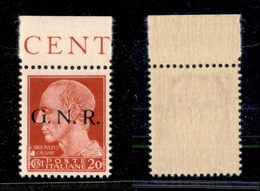 REPUBBLICA SOCIALE - GNR BRESCIA - 1943 - 20 Cent (473/I) Con Punto Piccolo Dopo G - Gomma Integra - Other & Unclassified