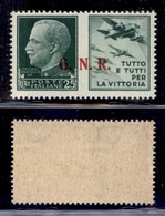 REPUBBLICA SOCIALE - GNR BRESCIA - 1943 - Propaganda - 25 Cent Aviazione (15/IIeac) Con Punti Grossi - Gomma Integra - Sonstige & Ohne Zuordnung